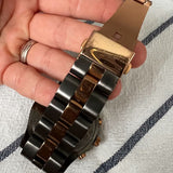 Marc Jacobs Blade Chronograph Grey Dial Two Tone Steel Strap Watch for Women - MBM8583