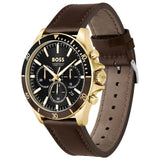 Hugo Boss Troper Chronograph Black Dial Brown Leather Strap Watch For Men - 1514100