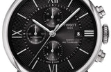 Tissot T Classic Chemin Des Tourelles Chronograph Black Dial Black Leather Strap Watch For Men - T099.427.16.058.00