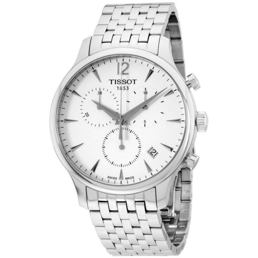 Tissot T Classic Tradition Chronograph White Dial Silver Steel Strap Watch For Men - T063.617.11.037.00