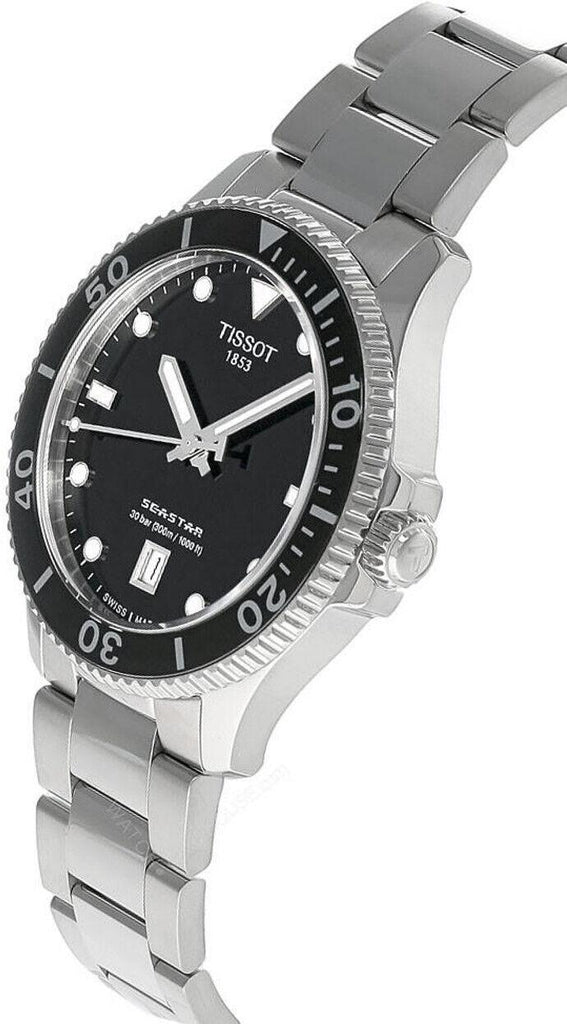 Tissot Seastar 1000 Black Dial Silver Steel Strap Watch For Men - T120.410.11.051.00
