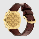 Gucci Grip Quartz Gold Dial Maroon Leather Strap Watch For Women - YA157413