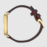 Gucci Grip Quartz Gold Dial Maroon Leather Strap Watch For Women - YA157413