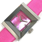 Gucci G-Frame Square Fuchsia Mother of Pearl Dial Fuchsia Leather Strap Watch For Women - YA128533