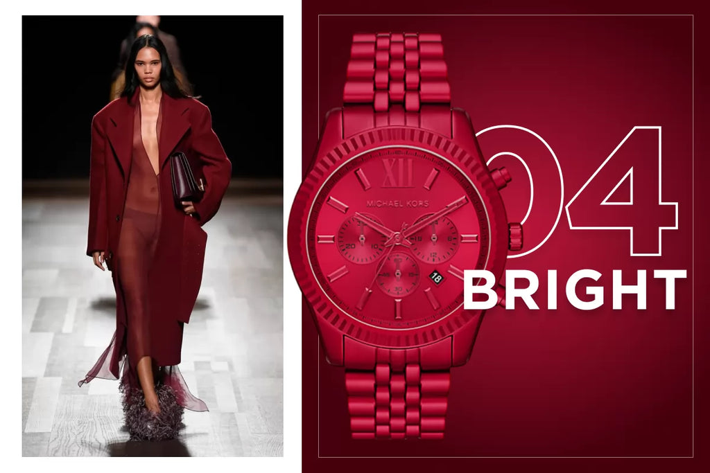 Michael Kors Lexington Chronograph Red Dial Red Steel Strap Watch For Men - MK8814