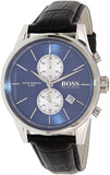 Hugo Boss Jet Blue Dial Black Leather Strap Watch for Men - 1513283