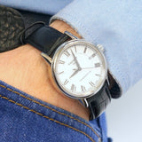 Tissot Carson Powermatic 80 White Dial Black Leather Strap Watch For Men - T085.407.16.013.00