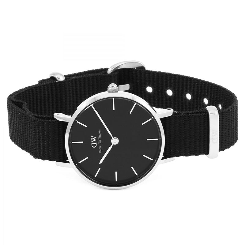 Daniel Wellington Classic Petite Cornwall Black Dial Black NATO Strap Watch For Women - DW00100216