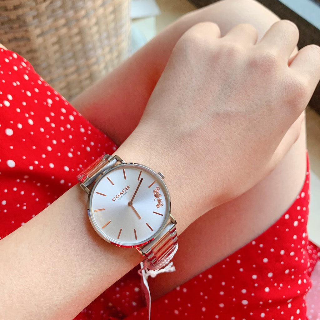Coach Perry Silver Dial Silver Steel Strap Watch for Women - 14503344