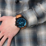 Diesel Mega Chief Chronograph Black Dial Brown Leather Strap Watch For Men - DZ4476