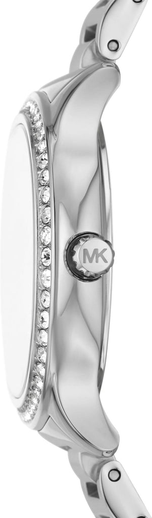 Michael Kors Sage Three-Hand White Dial Silver Steel Strap Watch for Women - MK4807