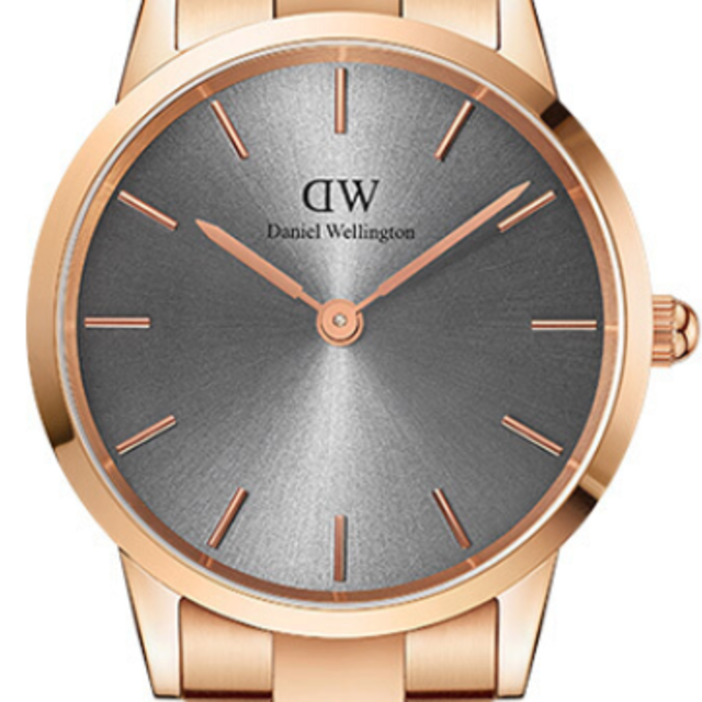 Daniel Wellington Iconic Link Grey Dial Rose Gold Steel Strap Watch For Women - DW00100332