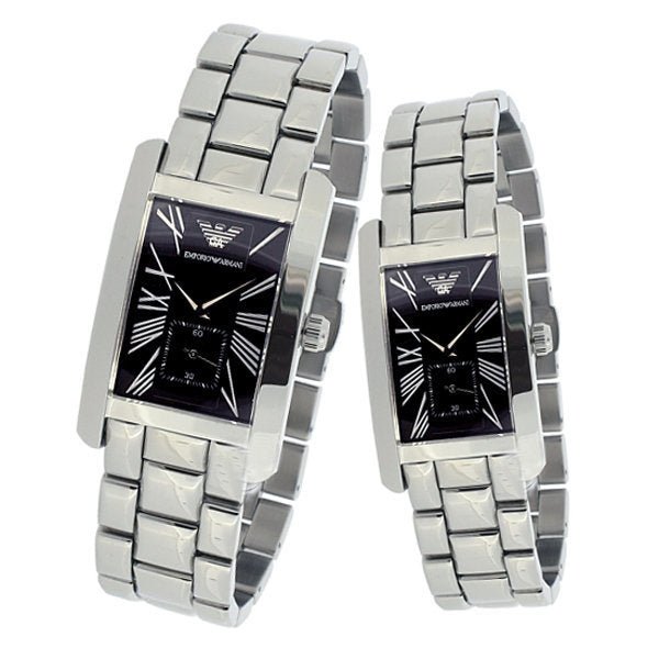 Emporio Armani Classic Black Dial Silver Stainless Steel Watch For Women - AR0157