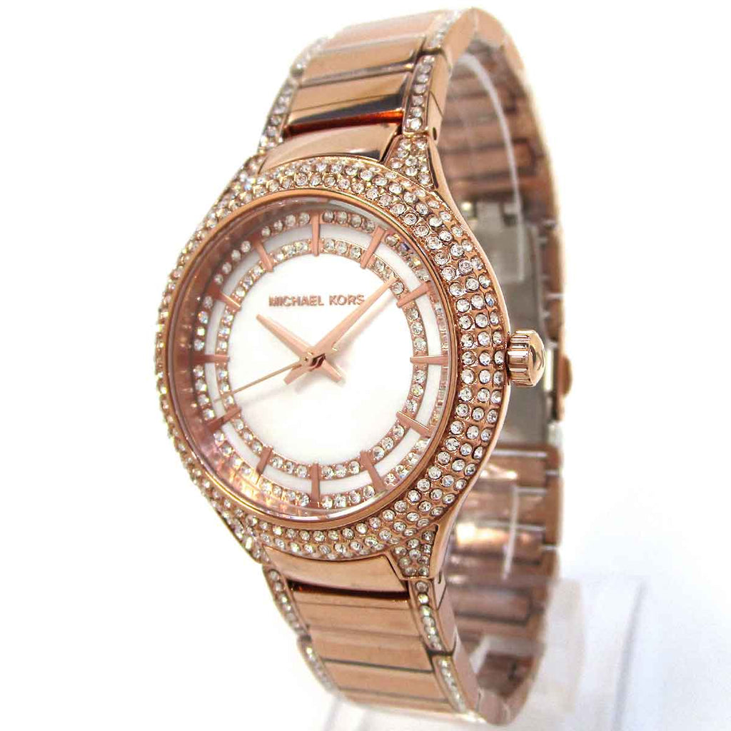 Michael Kors Sylvia Mother Of Pearl Dial Rose Gold Steel Strap Watch for Women - MK4656
