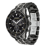 Movado Heritage Calendoplan Chronograph Black Dial Black Steel Strap Watch For Men - 3650125