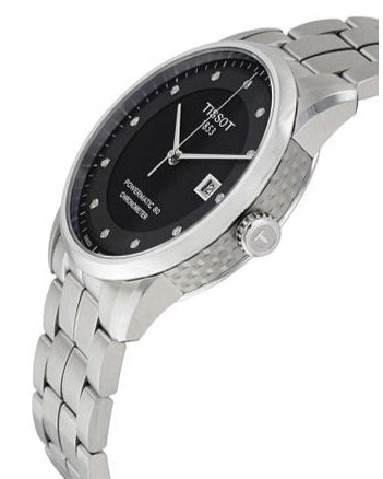 Tissot T Classic Luxury Powermatic 80 Black Dial Silver Steel Strap Watch For Men - T086.408.11.056.00