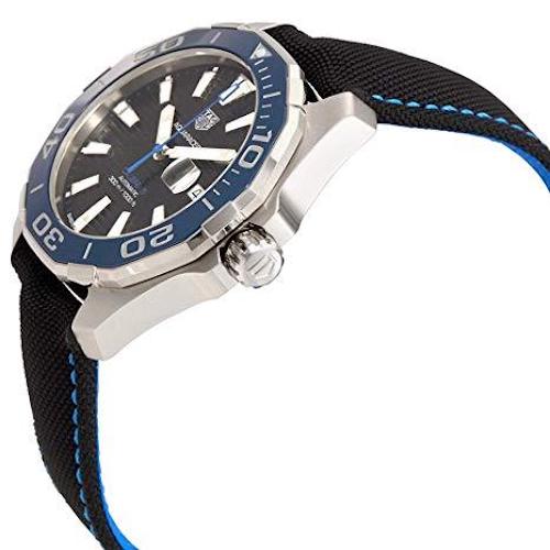 Tag Heuer Aquaracer Calibre 5 Automatic Black Dial Black Nylon Strap Watch for Men - WAY201C.FC6395