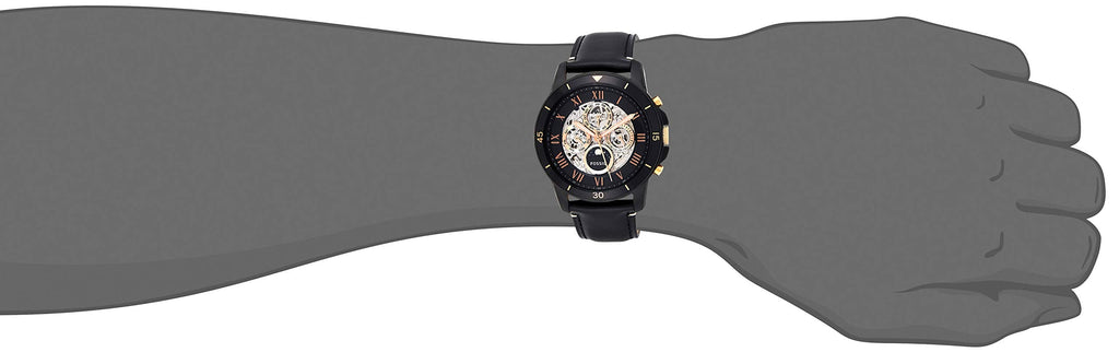Fossil Grant Sport Automatic Skeleton Black Dial Black Leather Strap Watch for Men - ME3138