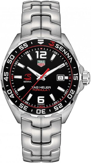Tag Heuer Formula 1 Senna Limited Edition Black Dial Silver Steel Strap Watch for Men - WAZ1012.BA0883