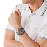 Michael Kors Lexington Chronograph Black Dial Two Tone Steel Strap Watch for Men - MK8561