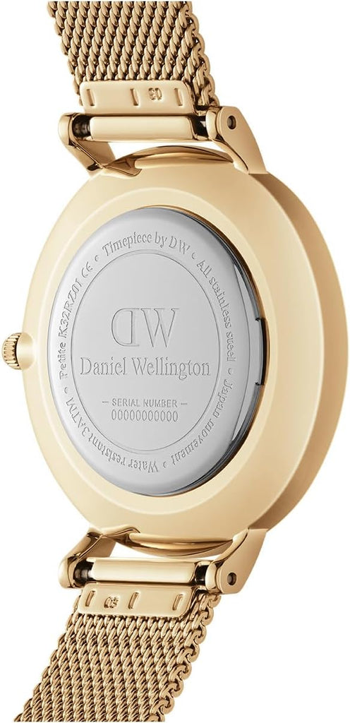 Daniel Wellington Petite Evergold Black Dial Gold Mesh Strap Watch For Women - DW00100345