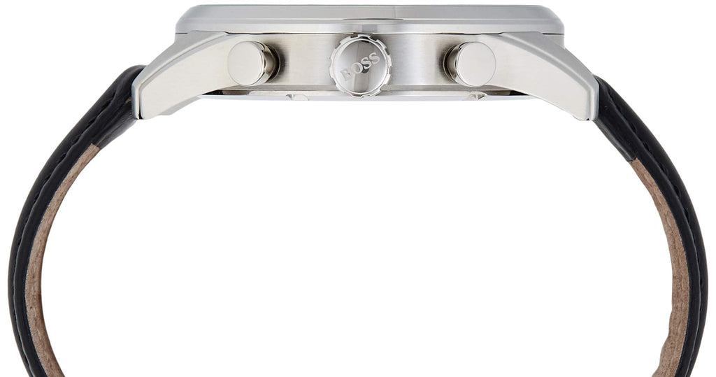 Hugo Boss Skymaster Black Dial Black Leather Strap Watch for Men - 1513782