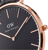 Daniel Wellington Classic Sheffield Black Dial Black Leather Strap Watch For Women - DW00100139