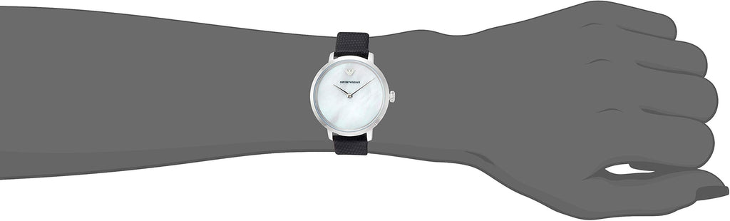 Emporio Armani Modern White Dial Black Leather Strap Watch For Women - AR11159
