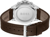 Hugo Boss Troper Chronograph Green Dial Brown Leather Strap Watch For Men - 1514098
