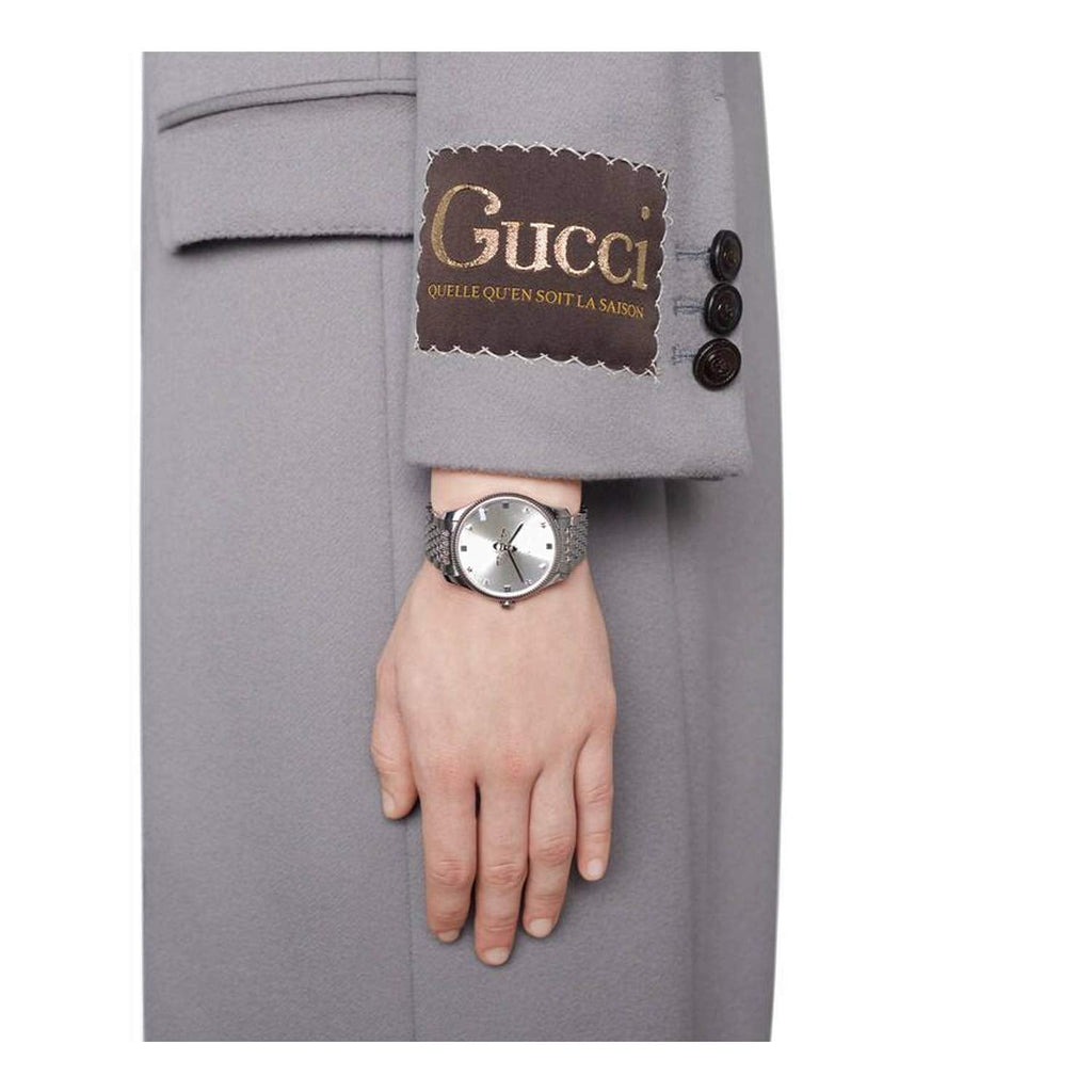 Gucci G Timeless Quartz Silver Dial Silver Steel Strap Watch For Women - YA1264153