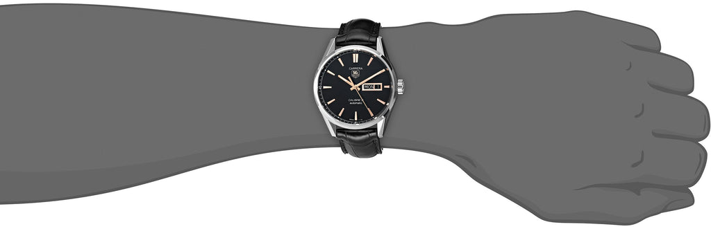 Tag Heuer Carrera Calibre 5 Automatic 41mm Black Dial Black Leather Strap Watch for Men - WAR201C.FC6266