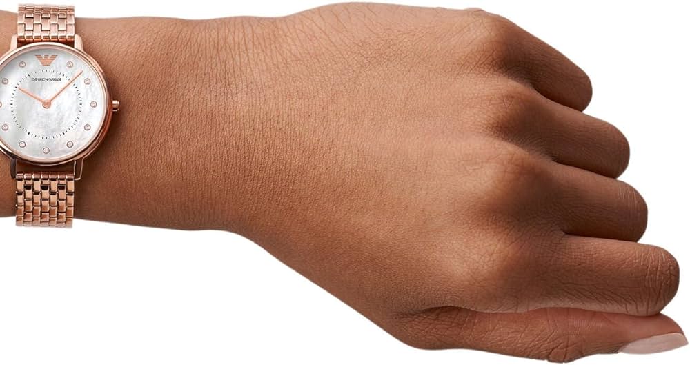 Emporio Armani Kappa Analog Mother of Pearl Dial Rose Gold Steel Strap Watch For Women - AR11006