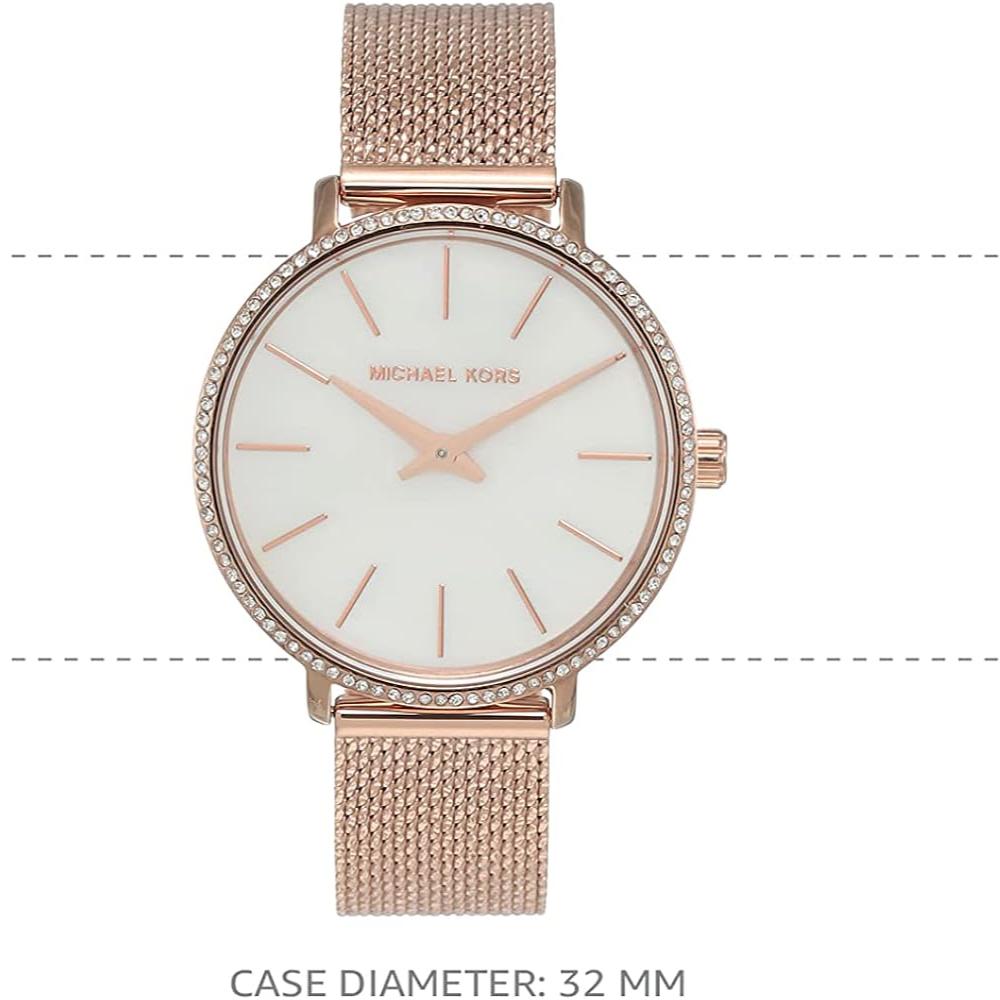 Michael Kors Pyper Quartz Mother of Pearl White Dial Rose Gold Mesh Strap Watch For Women - MK4588