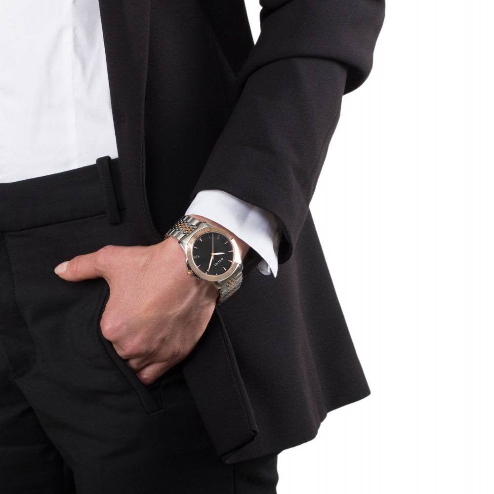 Gucci G Timeless Black Dial Two Tone Steel Strap Watch For Women - YA126512