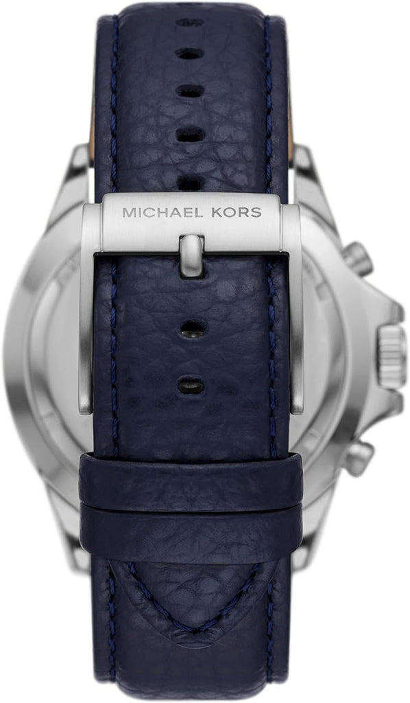Michael Kors Everest Chronograph Black Dial Blue Leather Strap Watch For Men - MK9091