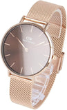 Daniel Wellington Petite Amber Brown Dial Rose Gold Mesh Strap Watch for Women - DW00100478