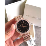 Michael Kors Darci Black Dial Rose Gold Steel Strap Watch for Women - MK3402