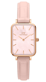 Daniel Wellington Quadro Pressed Mother of Pearl Pink Dial Pink Leather Strap Watch For Women - DW00100508