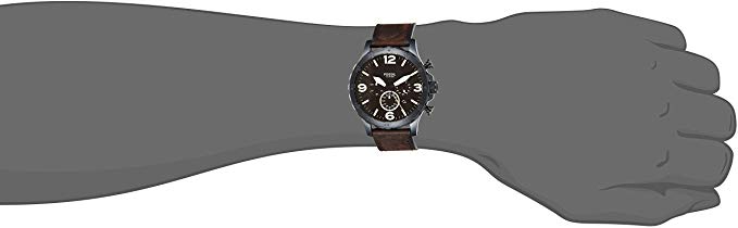 Fossil Nate Chronograph Brown Dial Brown Leather Strap Watch for Men - JR1487