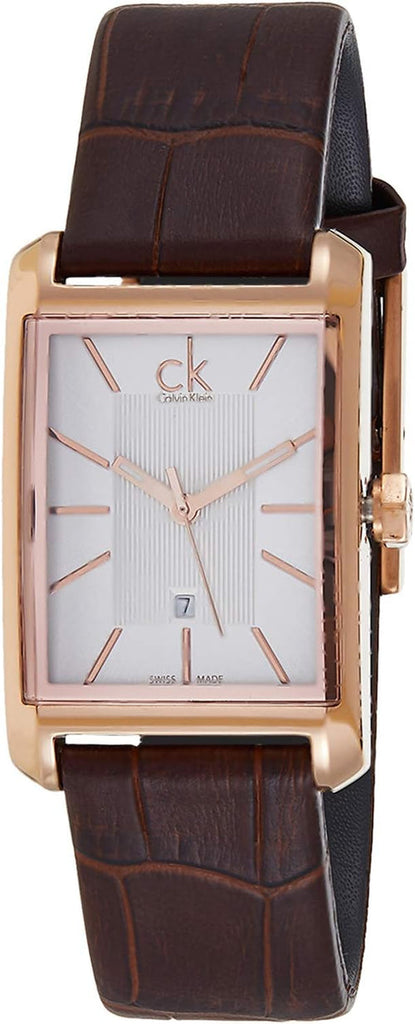Calvin Klein Window White Dial Brown Leather Strap Watch for Women - K2M23620