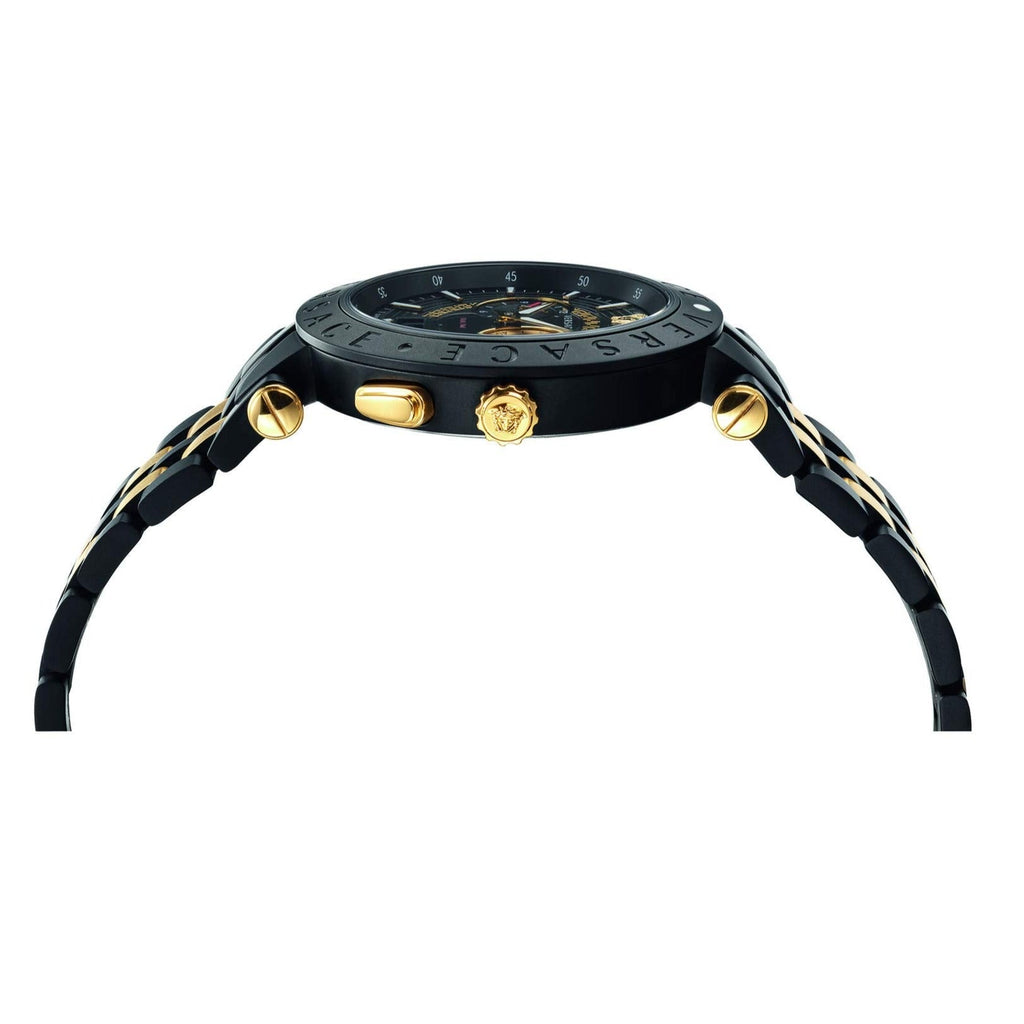 Versace V-Race Analog Quartz Black Dial Two Tone Steel Strap Watch For Men - VEBV00619