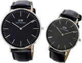 Daniel Wellington Classic Sheffield Black Dial Black Leather Strap Watch For Men - DW00100133