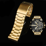 Diesel Mr Daddy 2.0 Chronograph Black Dial Gold Steel Strap Watch For Men - DZ7333