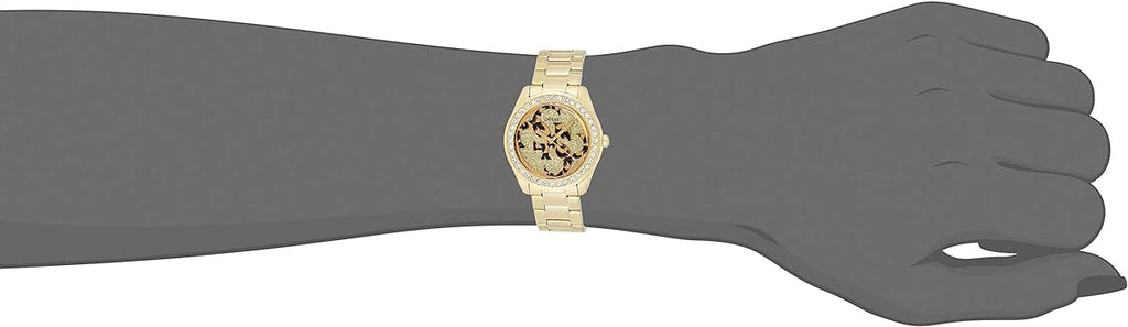Guess G Twist Diamonds Gold Dial Gold Steel Strap Watch For Women - W1201L2