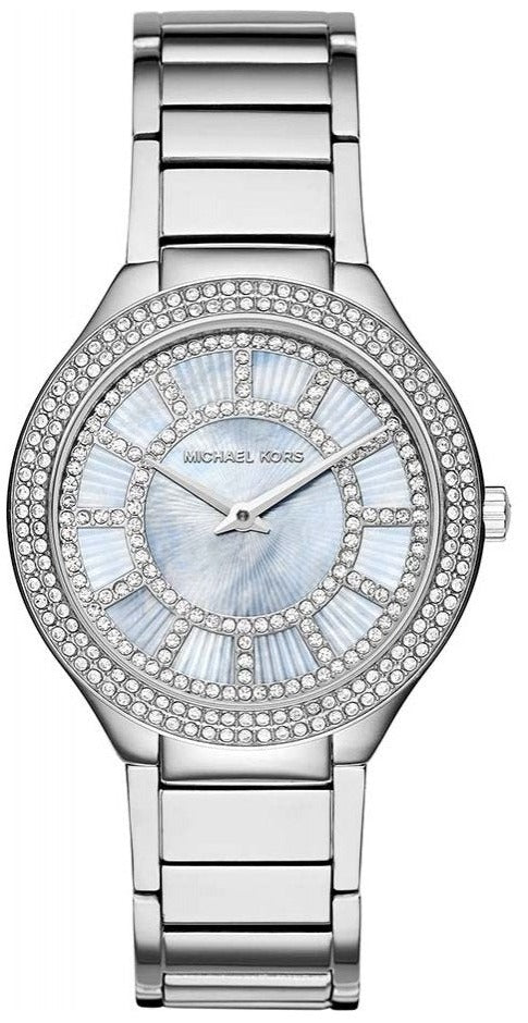 Michael Kors Kerry Mother of Pearl Dial Silver Stainless Steel Strap Watch for Women - MK3395