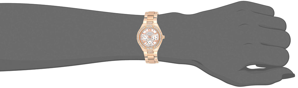 Guess Viva Diamonds White Dial Rose Gold Steel Strap Watch for Women - W0111L3