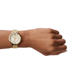 Fossil Jacqueline White Dial Gold Steel Strap Watch for Women - ES3434
