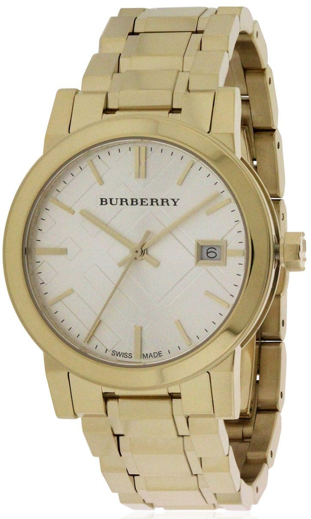 Burberry The City White Dial Gold Steel Strap Watch for Women - BU9103