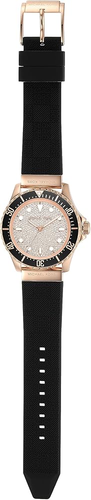 Michael Kors Everest Analog Rose Gold Dial Black Silicone Strap Watch For Women - MK7358