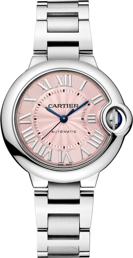 Cartier Ballon Bleu de Cartier Pink Dial Silver Steel Strap Watch for Women - WSBB0046